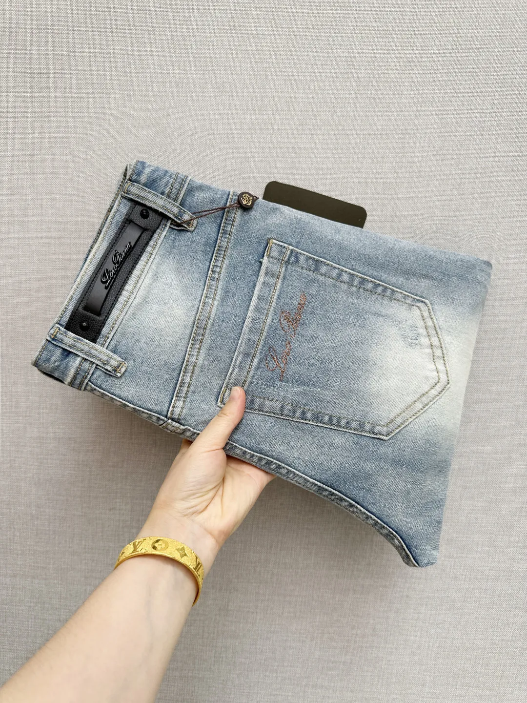 Loro Piana Letter Pattern Washed Denim Pants Loro Piana Letter Pattern Washed Denim Pants