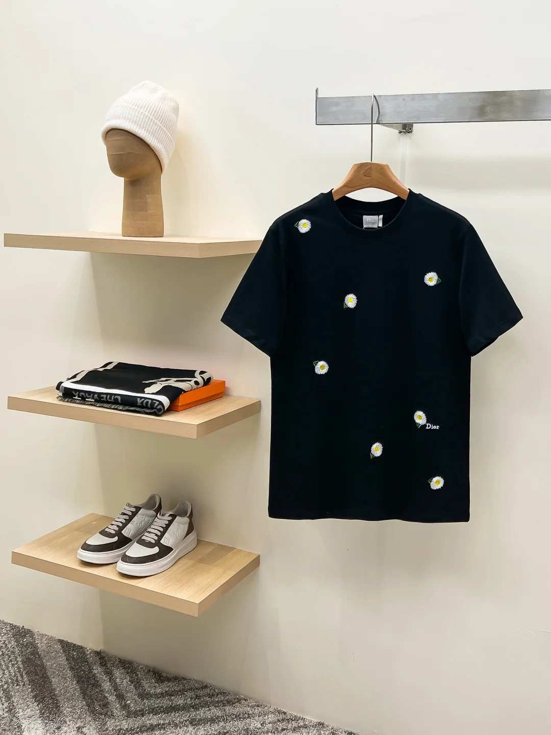 Dior Plain knit cotton basic round neck short tee Dior Plain knit cotton basic round neck short tee