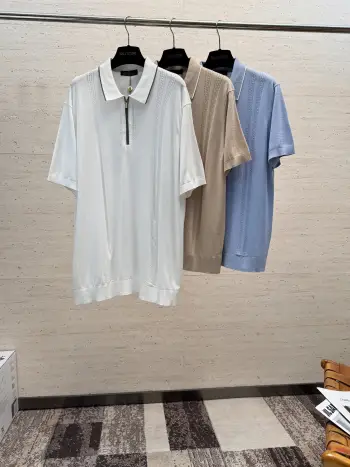 Spring and summer men s short-sleeve half-zip polo. Replica Loro Piana Tshirts and Polos