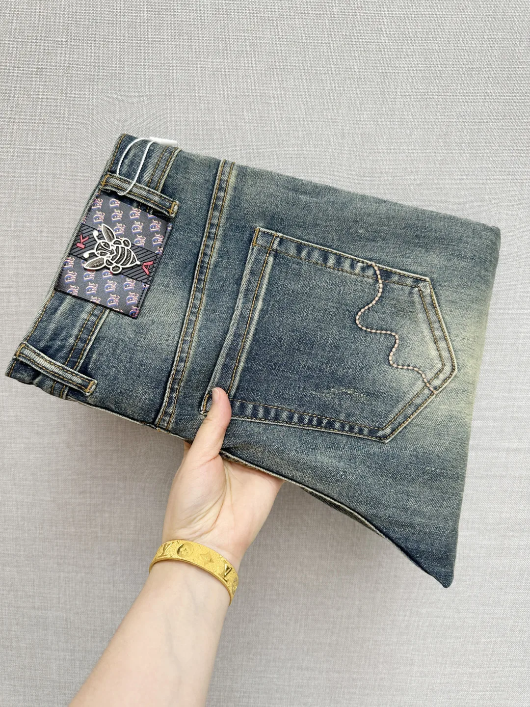 Dior Letter Pattern Washed Denim Pants Dior Letter Pattern Washed Denim Pants