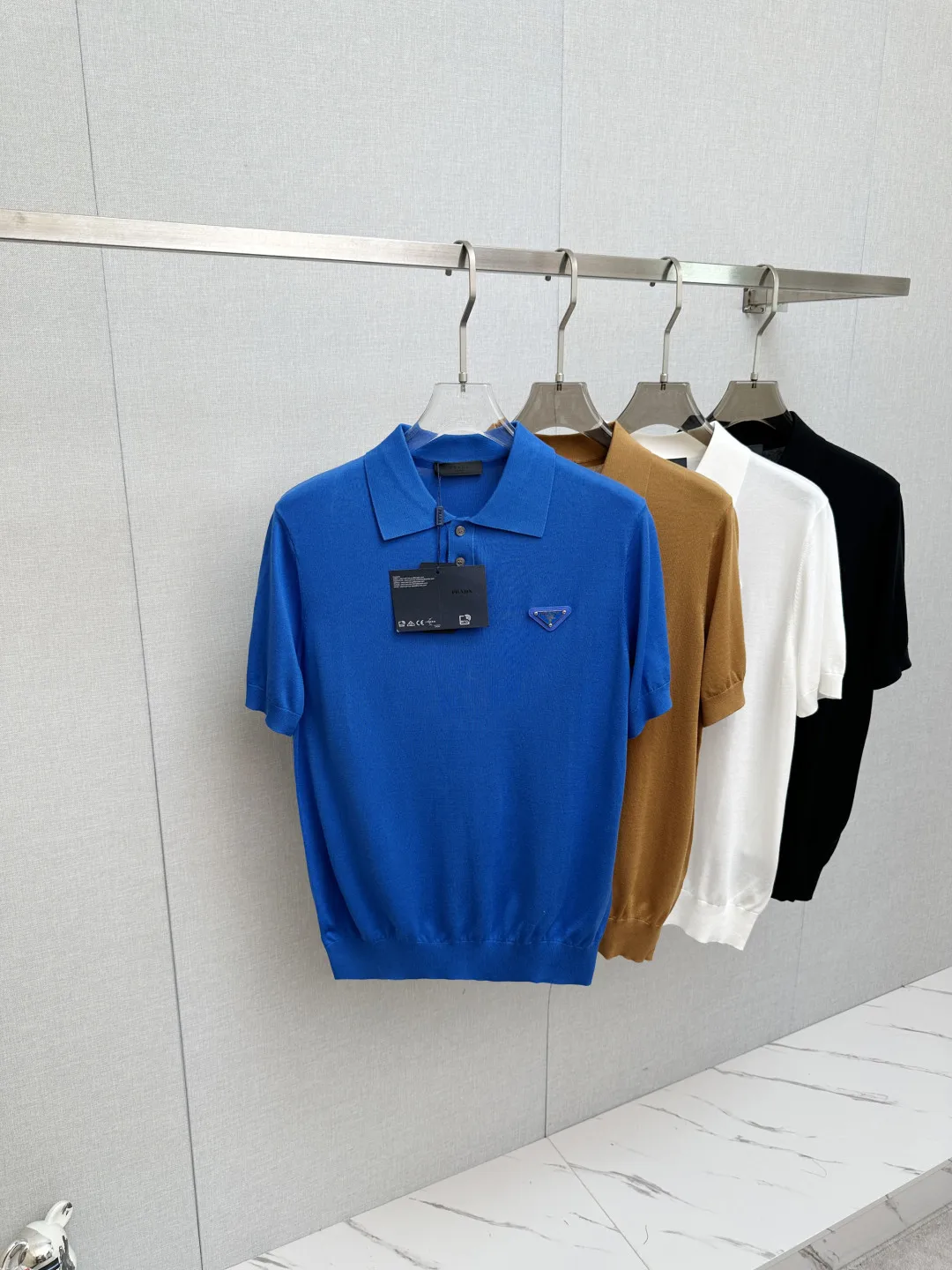 Prada Men s Polo Shirt with Collar and Short Sleeves