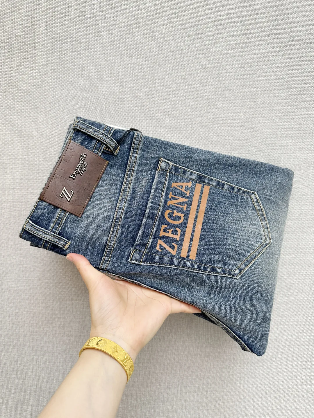 Zegna Letter Pattern Washed Denim Pants Zegna Letter Pattern Washed Denim Pants