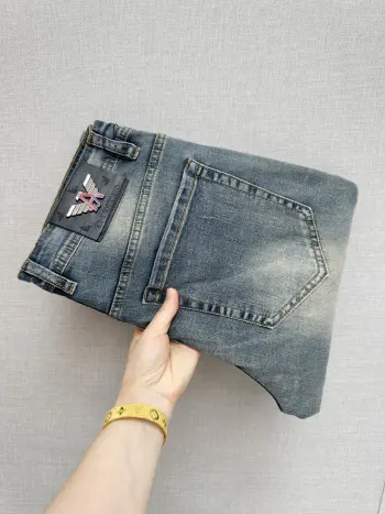 Letter Pattern Washed Denim Pants Replica Armani Jeans