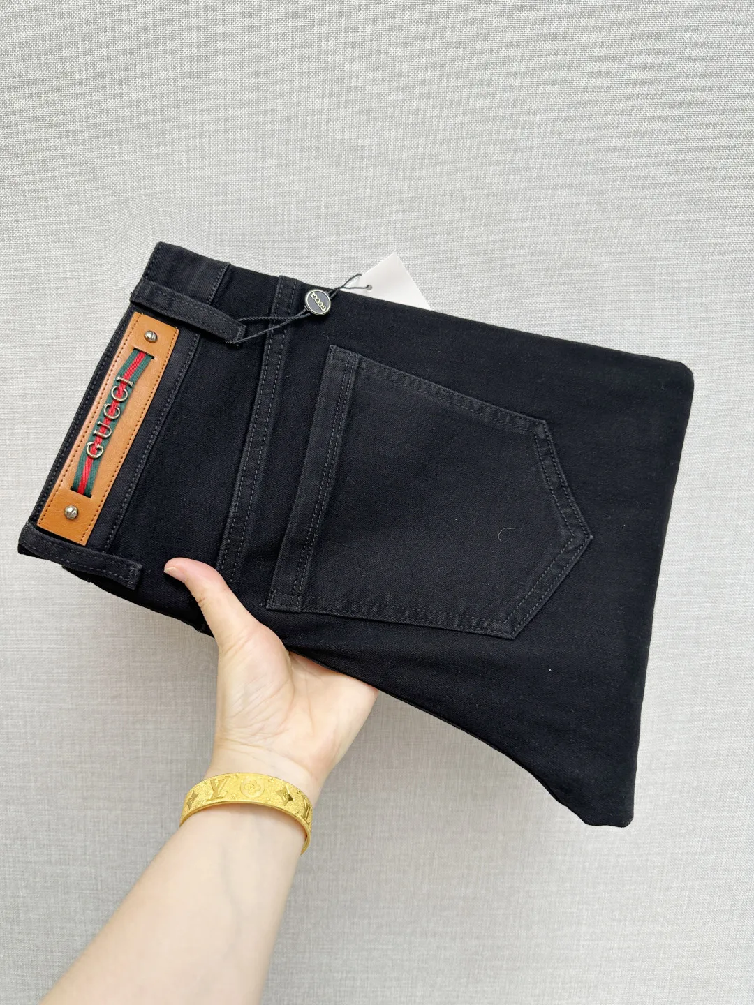 Gucci Letter Pattern Washed Denim Pants Gucci Letter Pattern Washed Denim Pants