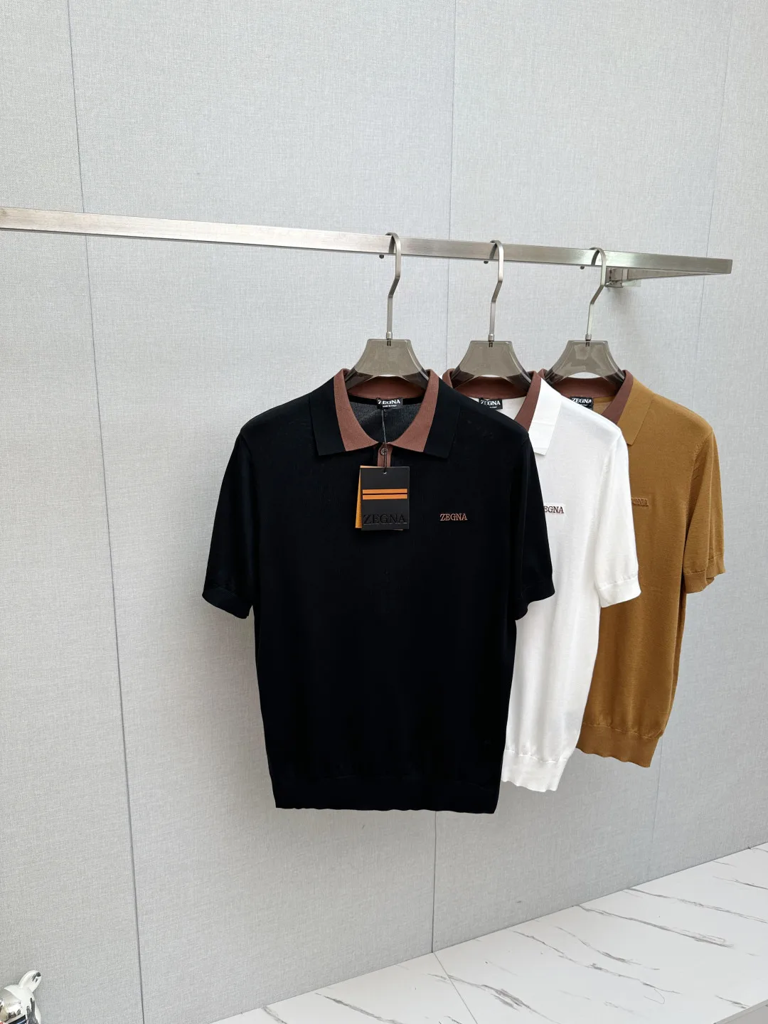 Zegna Men s Polo Shirt with Turn-down Collar and Short Sleeves
