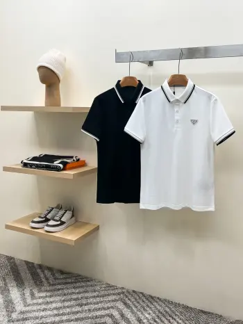 Metal Triangle Logo Polo Shirt Replica Prada Tshirts and Polos