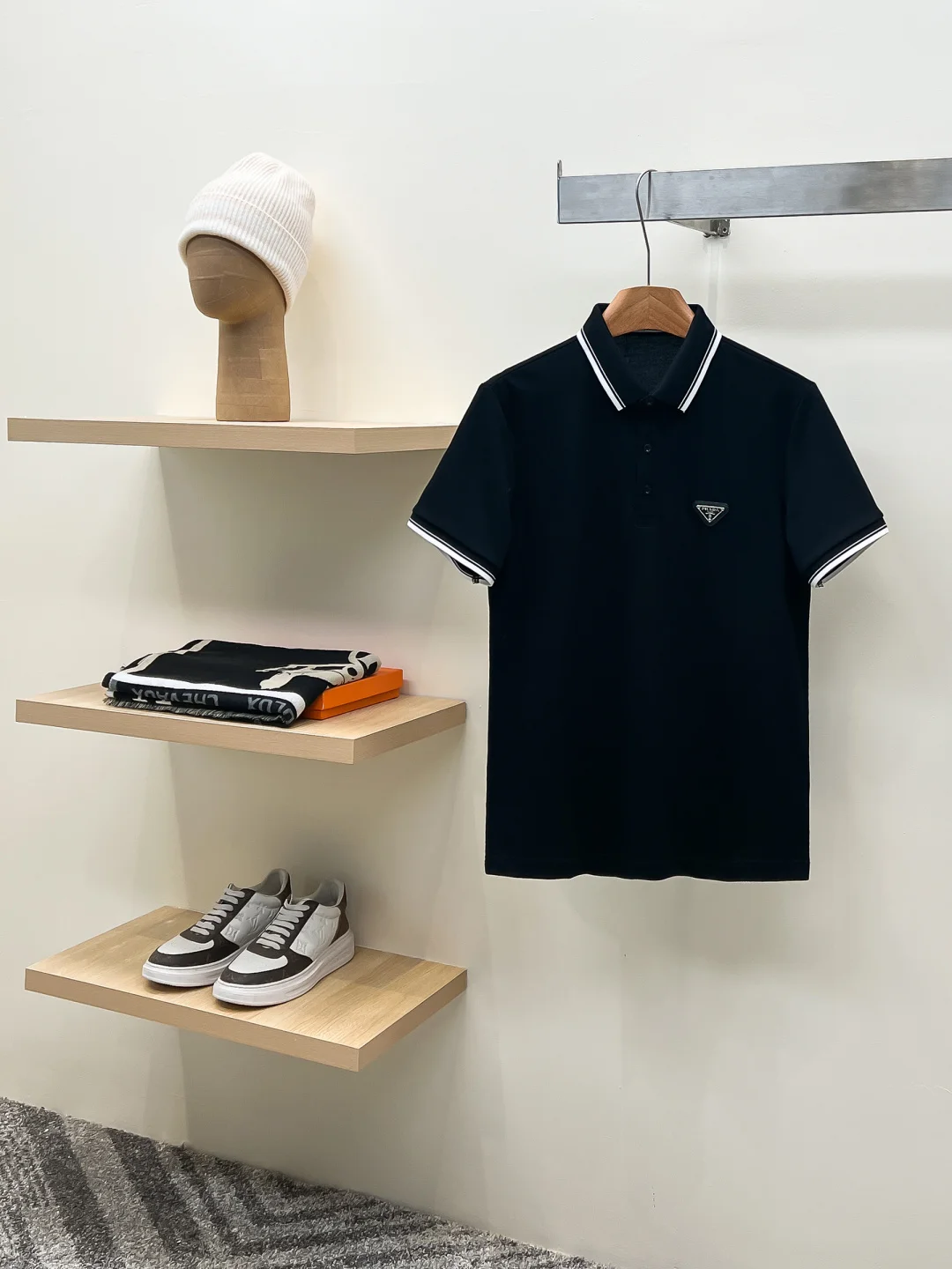 Prada Metal Triangle Logo Polo Shirt Prada Metal Triangle Logo Polo Shirt