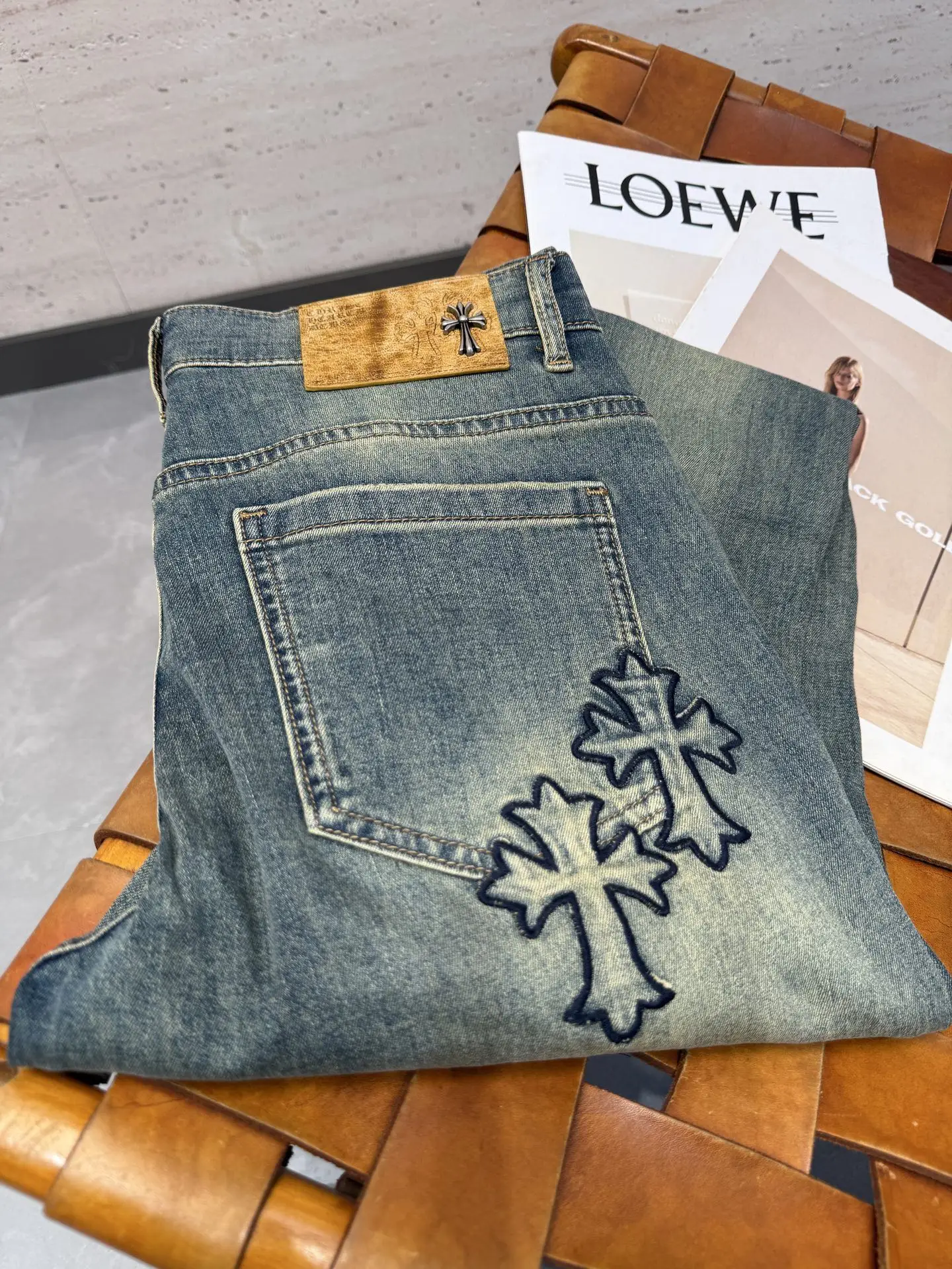 Chrome Heart Spring and summer men s straight-leg jeans Chrome Heart Spring and summer men s straight-leg jeans