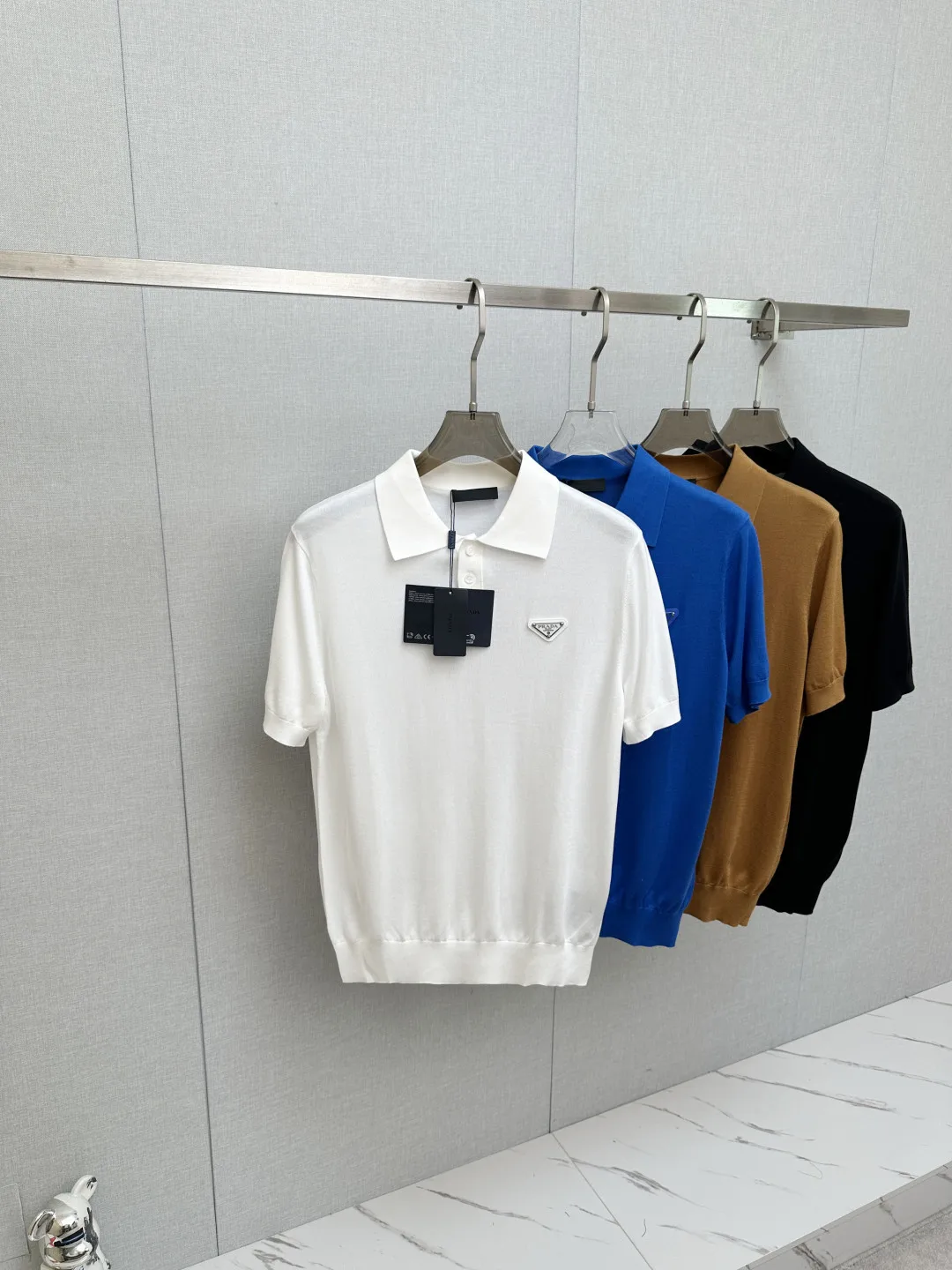 Prada Men s Polo Shirt with Turn-down Collar and Short Sleeves