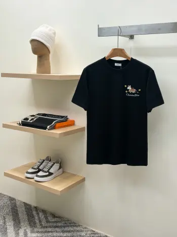 Embroidered Pony   Short Sleeve T-Shirt Replica Dior Tshirts and Polos