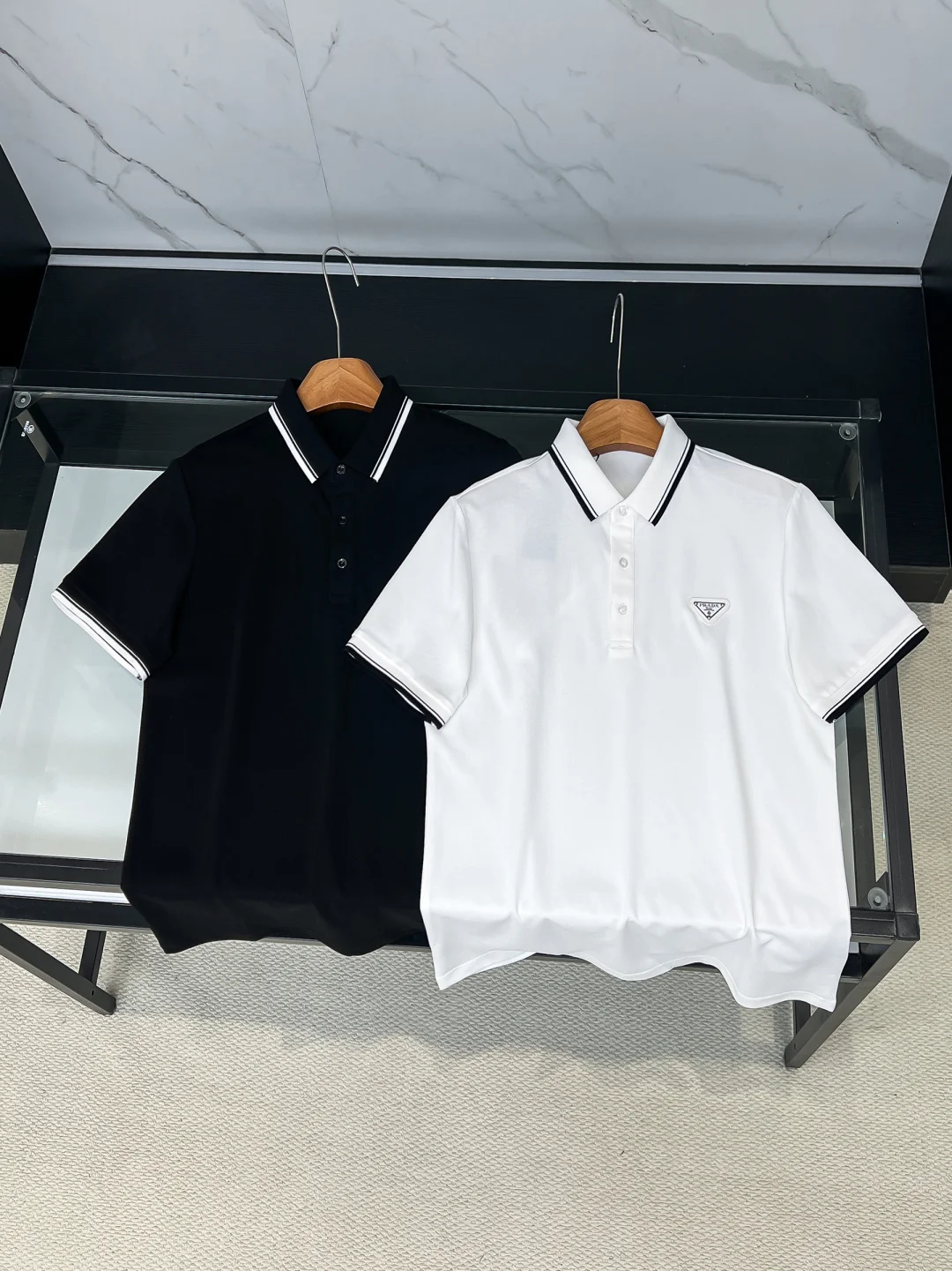 Prada Metal Triangle Logo Polo Shirt Prada Metal Triangle Logo Polo Shirt