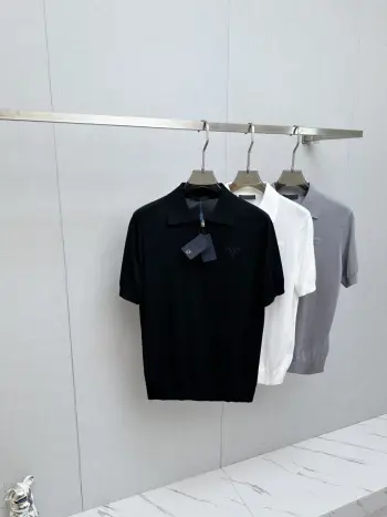 Men s Polo Shirt with Collar and Short Sleeves Replica Prada Tshirts and Polos