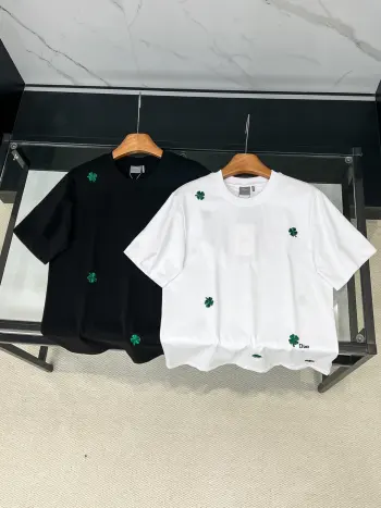 Four-leaf clover short-sleeve round-neck T-shirt Replica Dior Tshirts and Polos
