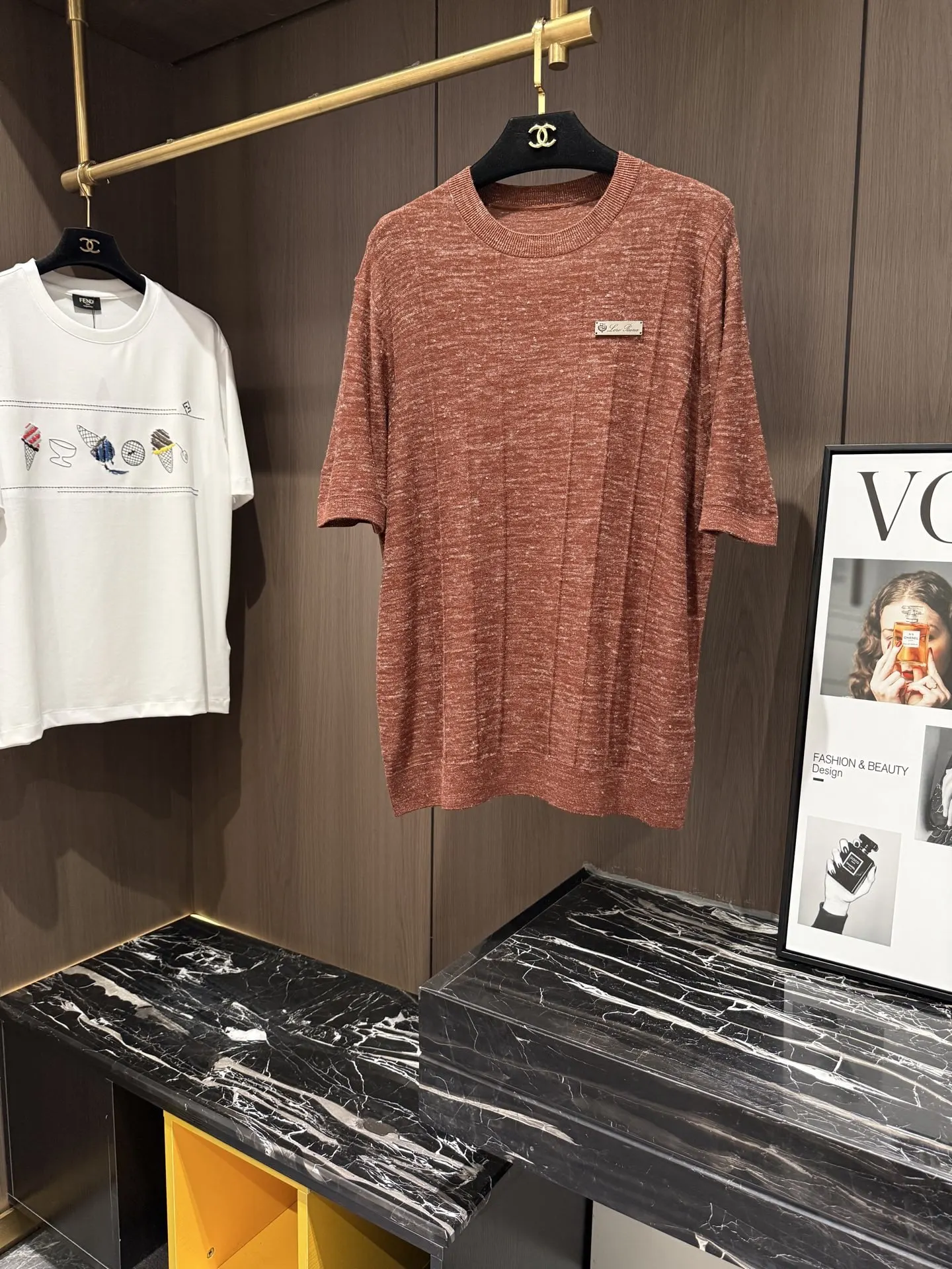 Loro Piana Spring and summer casual men s round neck knitted short sleeve.