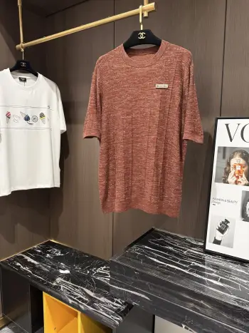 Spring and summer casual men s round neck knitted short sleeve. Replica Loro Piana Tshirts and Polos
