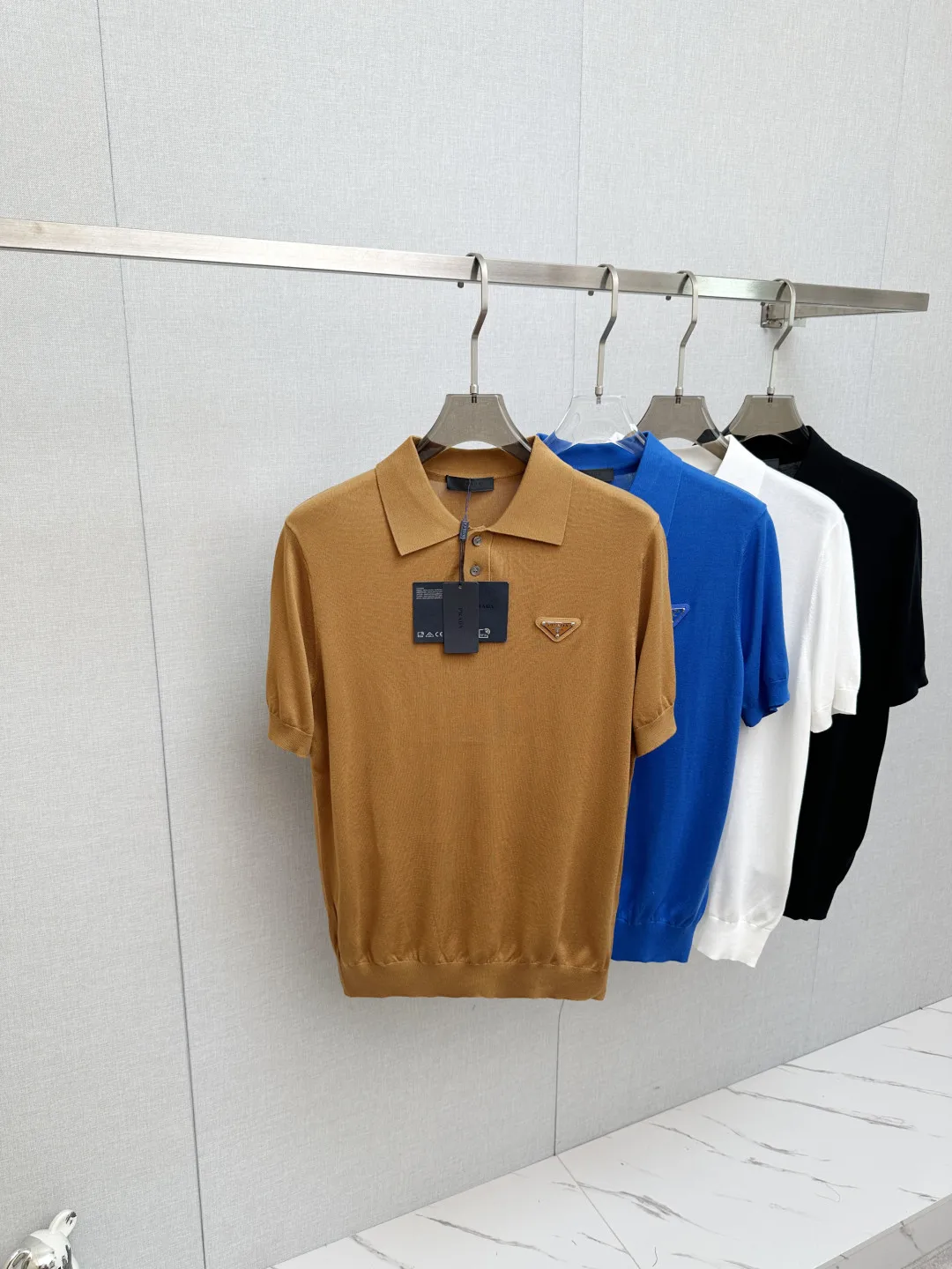 Prada Men s Polo Shirt with Turn-down Collar and Short Sleeves