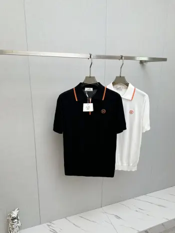 Men s Polo Shirt with Collar and Short Sleeves Replica Hermes Tshirts and Polos