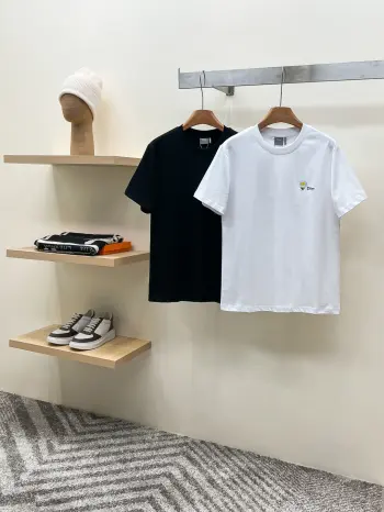 Round neck embroidered pattern T-shirt Replica Dior Tshirts and Polos