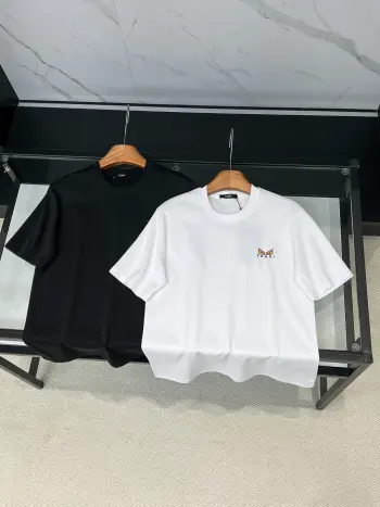 Letter Embroidery Short Sleeve T-Shirt Replica Fendi Tshirts and Polos