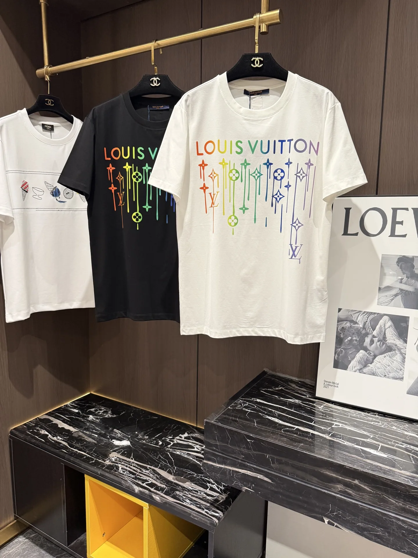 Louis Vuitton New Spring/Summer Casual Men s Round Neck Short Sleeve