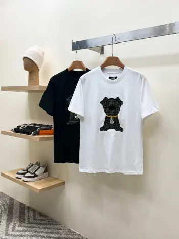Fashion Casual Round Neck Short Sleeve T-Shirt Replica Fendi Tshirts and Polos