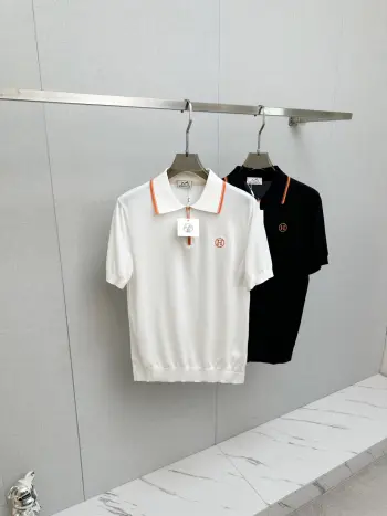 Men s Polo Shirt with Collar and Short Sleeves Replica Hermes Tshirts and Polos