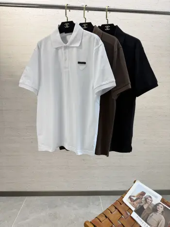 Spring and summer men s short-sleeve polo Replica Prada Tshirts and Polos