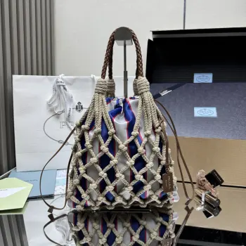 1BC111 Cotton Lace Handbag Women s Shoulder Bag Replica Prada womens bags