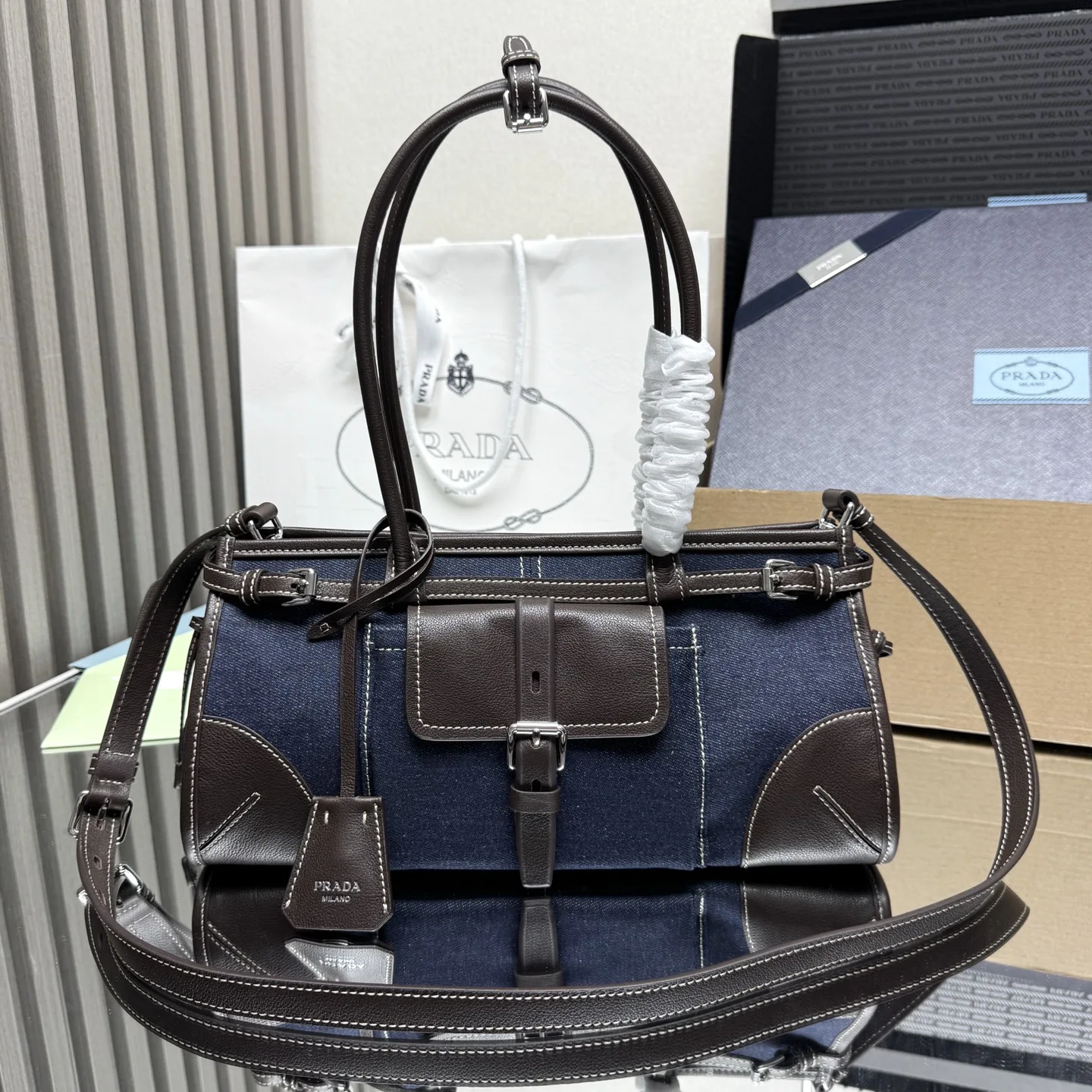 Prada 1BA486 Mini Denim Bag Women s Crossbody Bag Prada 1BA486 Mini Denim Bag Women s Crossbody Bag