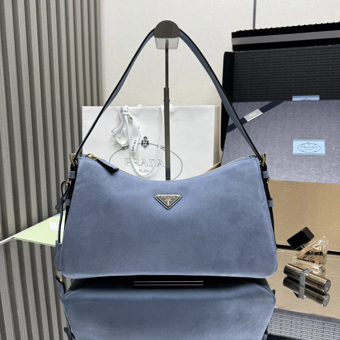 Prada 1BC231 Suede Underarm Bag Women s Crossbody Bag Prada 1BC231 Suede Underarm Bag Women s Crossbody Bag