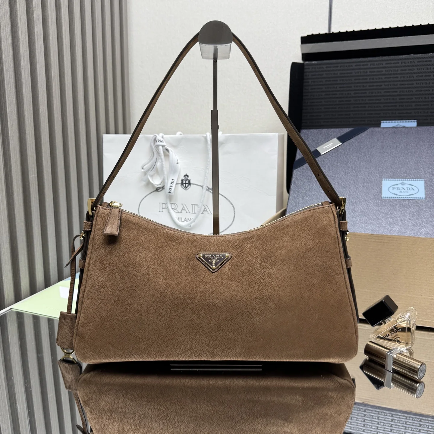 Prada 1BC231 Suede Underarm Bag Women s Crossbody Bag Prada 1BC231 Suede Underarm Bag Women s Crossbody Bag