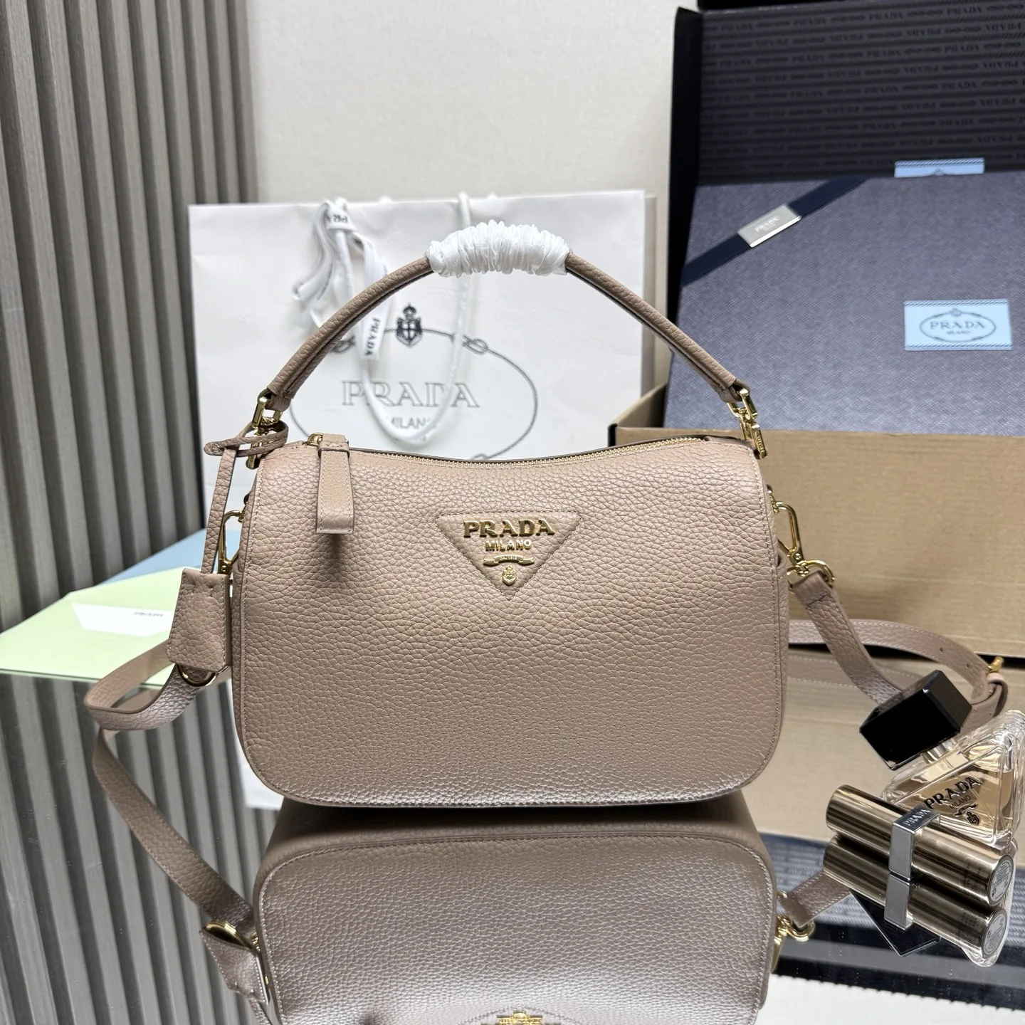 Prada 1BC277 Lychee Pattern Handbag Women s Crossbody Bag