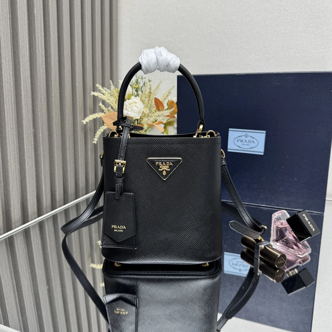 Prada 1BA217 Leather Handle Bucket Bag Women s Crossbody Bag Prada 1BA217 Leather Handle Bucket Bag Women s Crossbody Bag