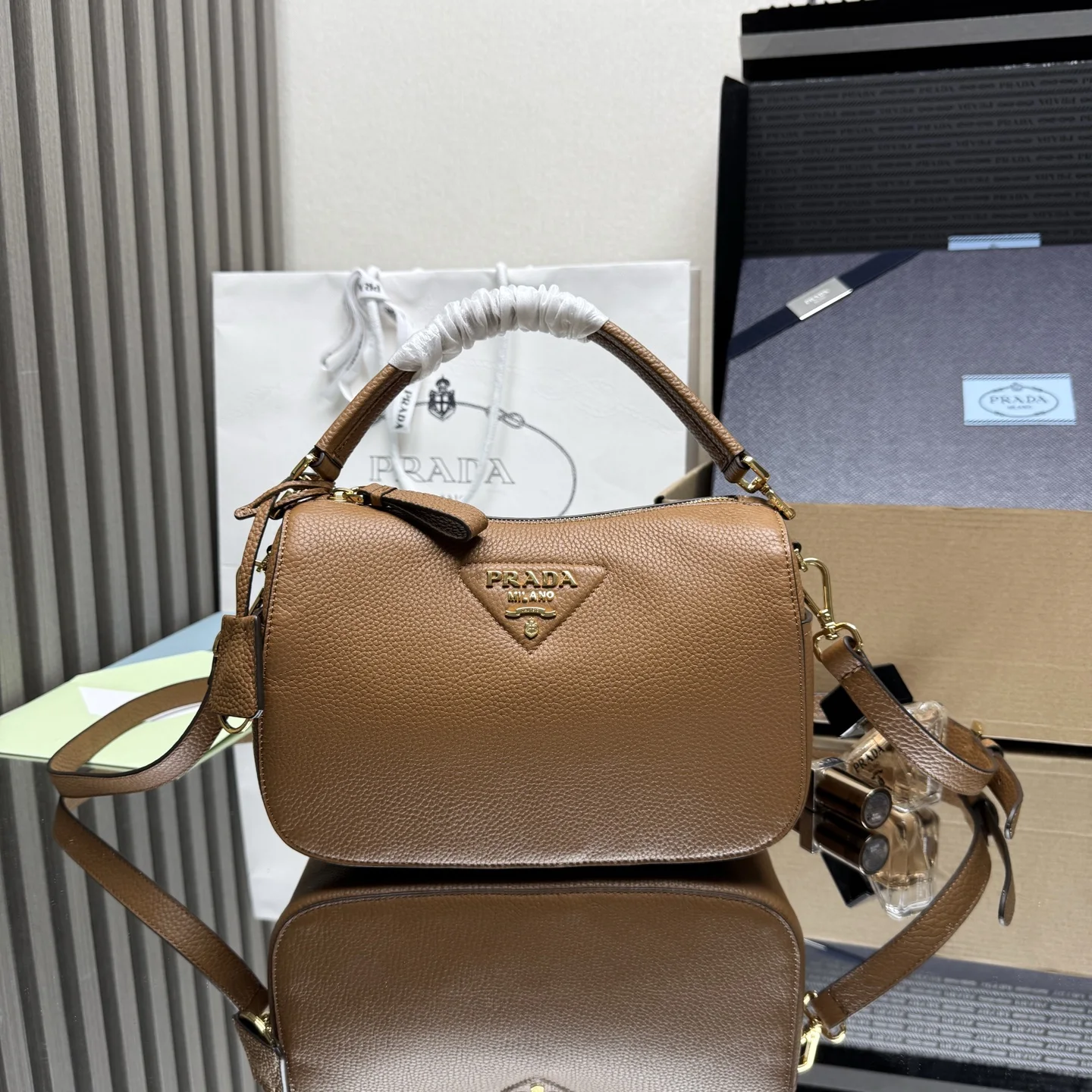 Prada 1BC277 Lychee Pattern Handbag Women s Crossbody Bag