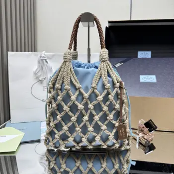 1BC111 Cotton Lace Handbag Women s Shoulder Bag Replica Prada womens bags