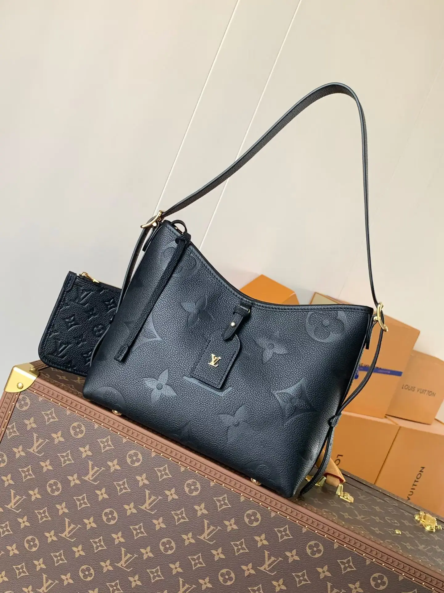 Louis Vuitton M47180 Elephant Grey Embossed Handbag Women s Shoulder Bag