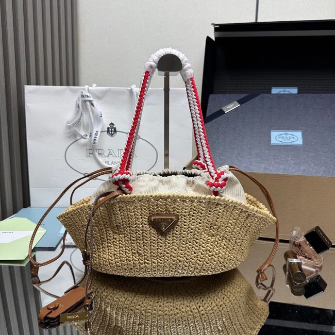 Prada 1BA463 New Woven Vegetable Basket Women s Shoulder Bag Prada 1BA463 New Woven Vegetable Basket Women s Shoulder Bag