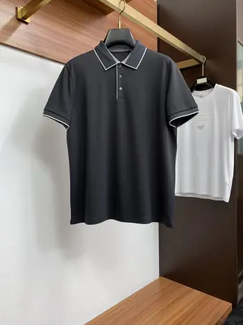 Polo short-sleeve T-shirt with a lapel knit design Replica Zegna Tshirts and Polos