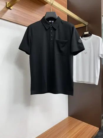 Spring and Summer New Fine Striped Pique Business Polo Replica Moncler Tshirts and Polos