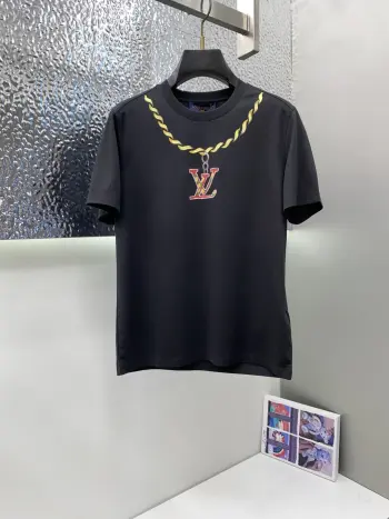 New Silk Cotton Micro Loose Short Sleeve Replica Louis Vuitton Tshirts and Polos