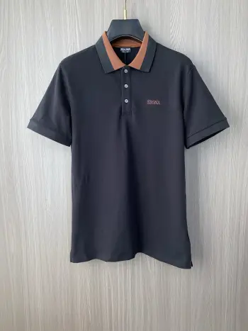 Spring and Summer New Fine Stripe Pique Business Polo Replica Zegna Tshirts and Polos