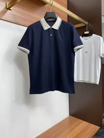 Spring and Summer New Fine Stripe Pique Business Polo Replica Ferragamo Tshirts and Polos