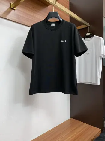 100% Cotton Loose Fit Round Neck Men s Short Sleeve T-Shirt Replica Celine Tshirts and Polos