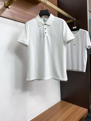 Spring and Summer New Fine Stripe Pique Business Polo Replica Burberry Tshirts and Polos