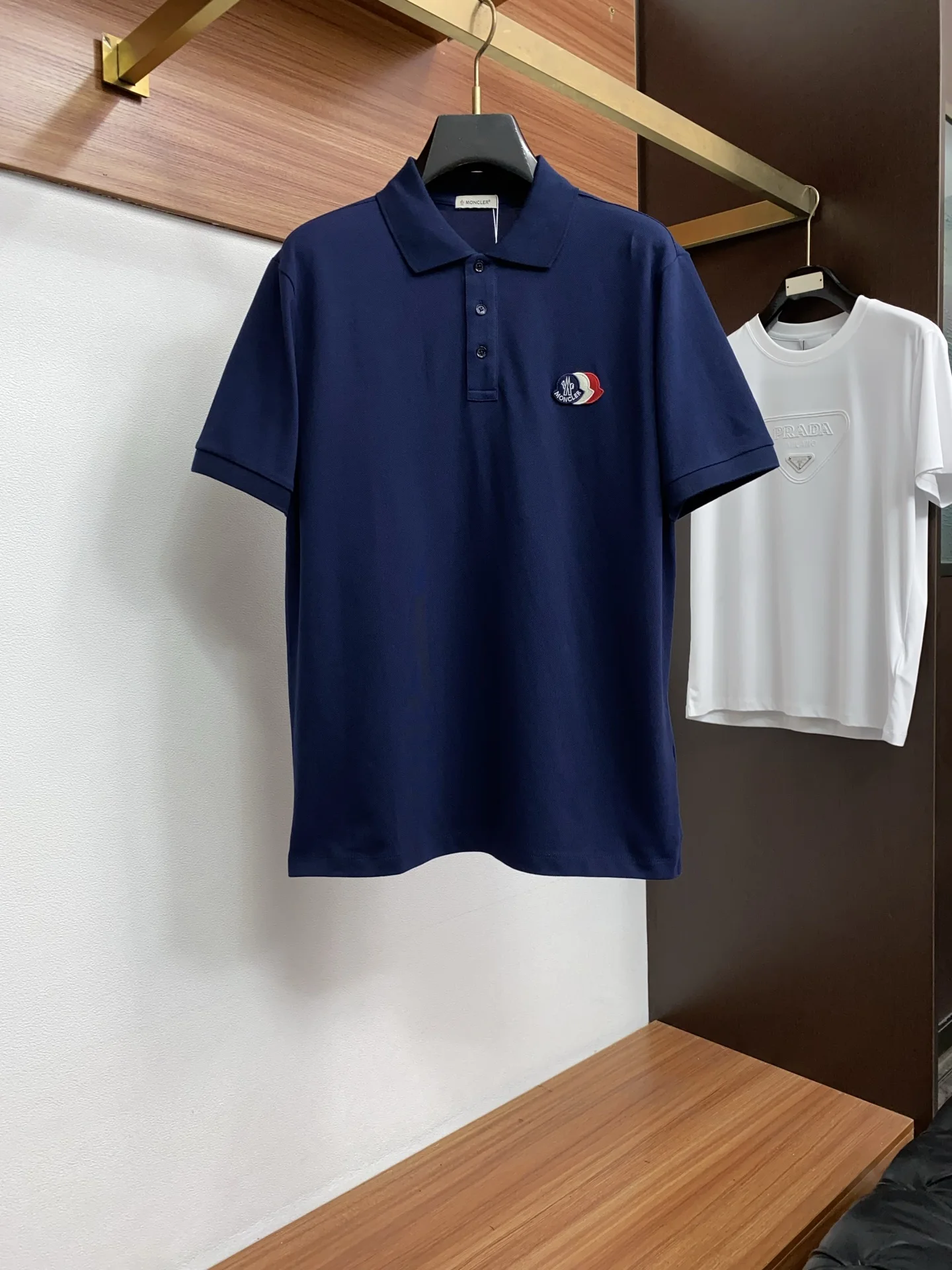 Moncler Spring and Summer New Fine Striped Pique Business Polo