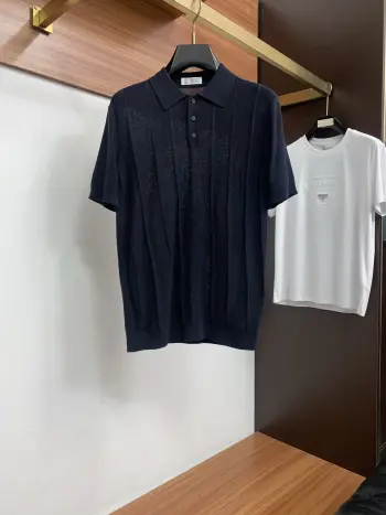 Spring and Summer New Fine Stripe Pique Business Polo Replica Brunello Cucinelli Tshirts and Polos