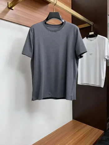 Spring and summer new silk-like round neck short sleeve Replica Zegna Tshirts and Polos