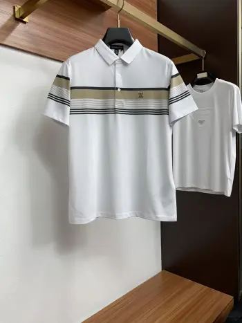 Spring and Summer New Fine Stripe Pique Business Polo Replica Zegna Tshirts and Polos