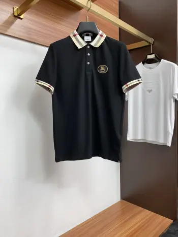 Spring and Summer New Fine Stripe Pique Business Polo Replica Burberry Tshirts and Polos