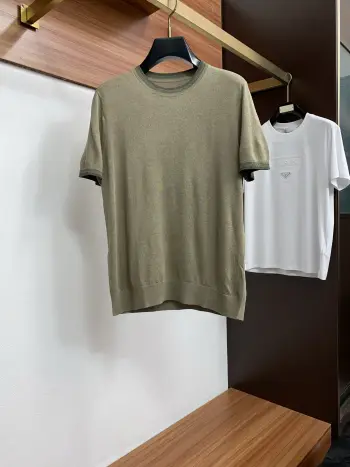 100% Cotton Loose Fit Round Neck Men s Short Sleeve T-Shirt Replica Loro Piana Tshirts and Polos
